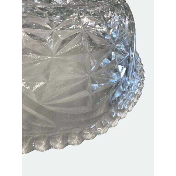 Vintage Clear Pressed Glass Serving Bowl With Starburst & Diamond Design - Picture 3 of 4